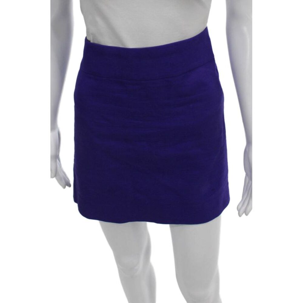 J Crew Womens Mini Skirt Purple Cotton Solid Zip Size 6